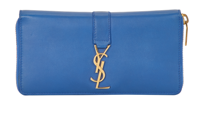 Saint Laurent Continental Zip Wallet, &pound;210, Accessories, Blue, Leather, Front view